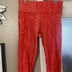 JoyLab vibrant Coral Orange Patterned Active Leggings Sz XL